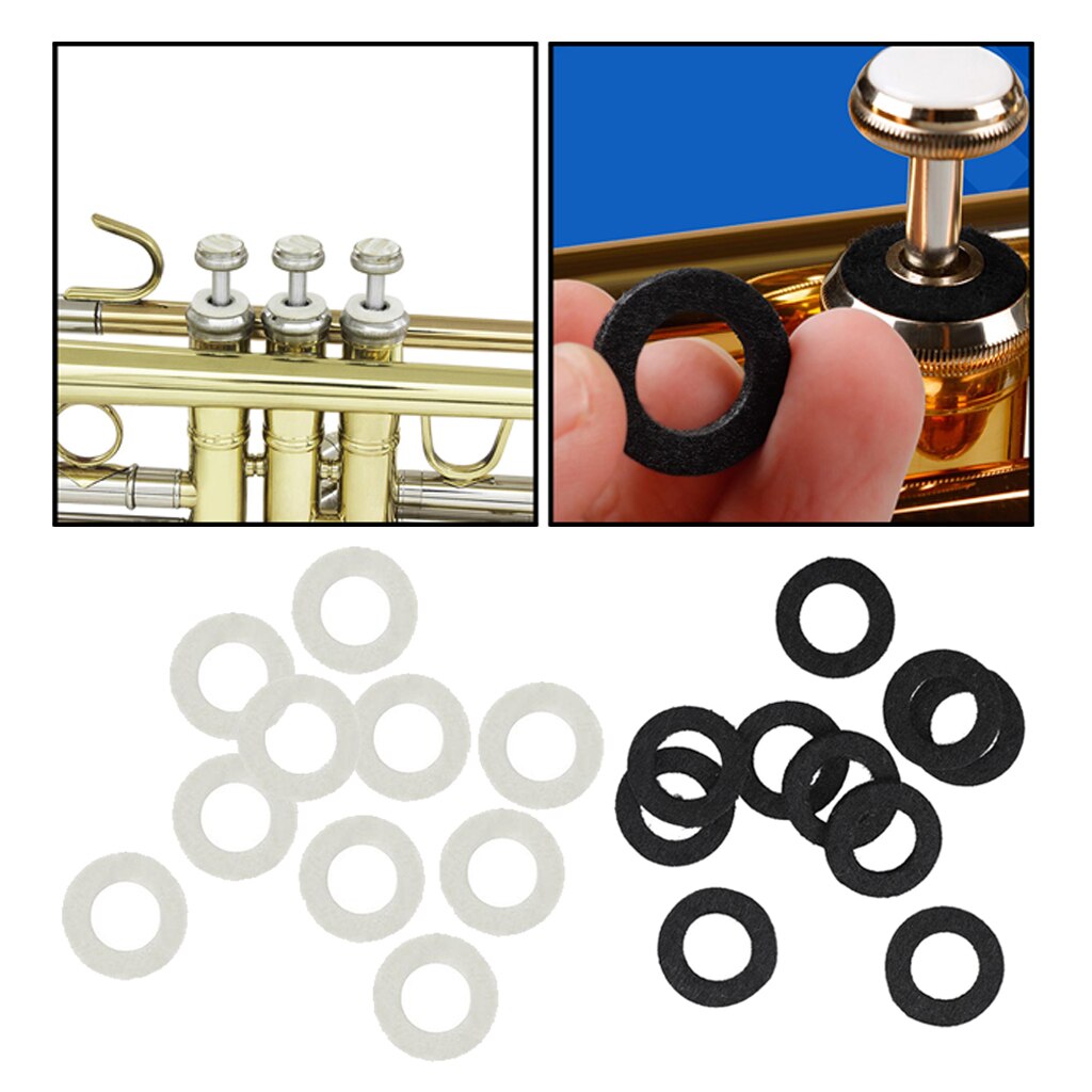 Sæt  of 10 stk universal trompet trombone kornet ventil stilk filt vaskemaskine pads tilbehør trompeter instrument rengøringssæt