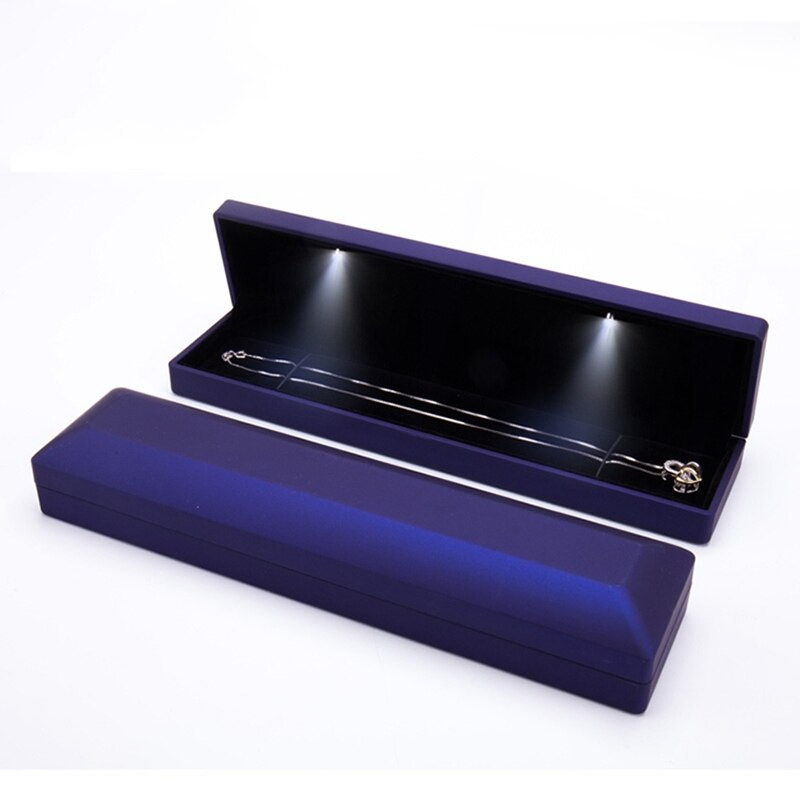 LED Lighted Engagement Jewellery Ring Box Pendant Necklace Jewelry Display Case