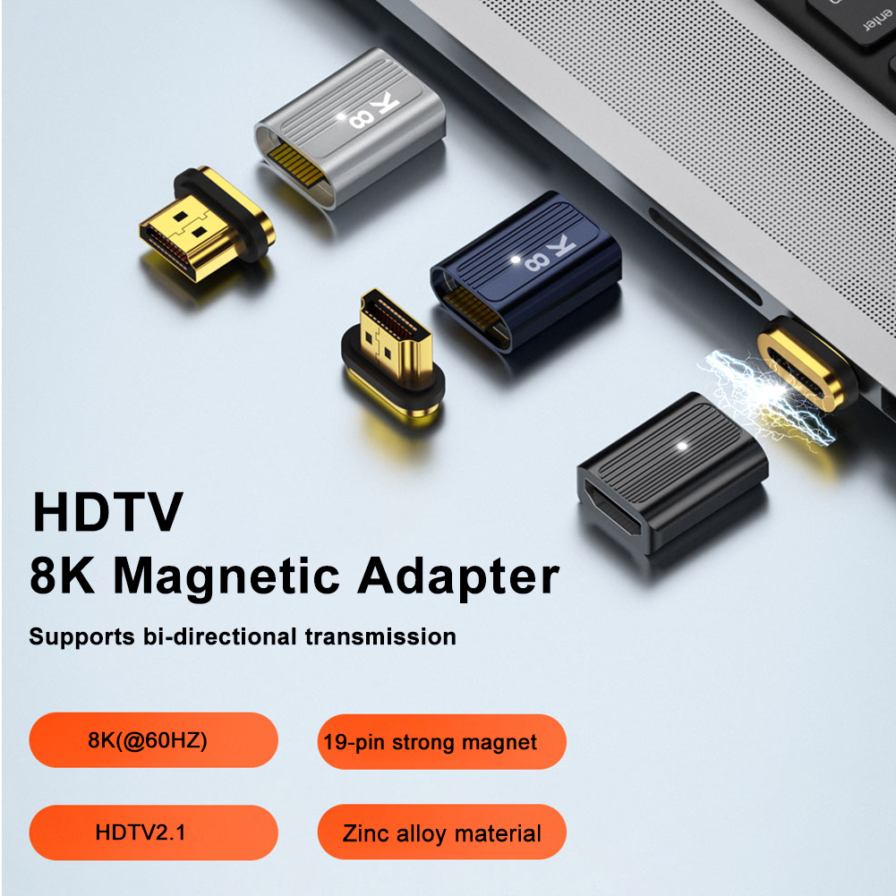Adaptateur magnétique 2.1, 8K, Compatible HDMI, Extension magnétique, 8K/60Hz, 4K/120Hz, 48Gbps, pour ordinateur portable HDTV