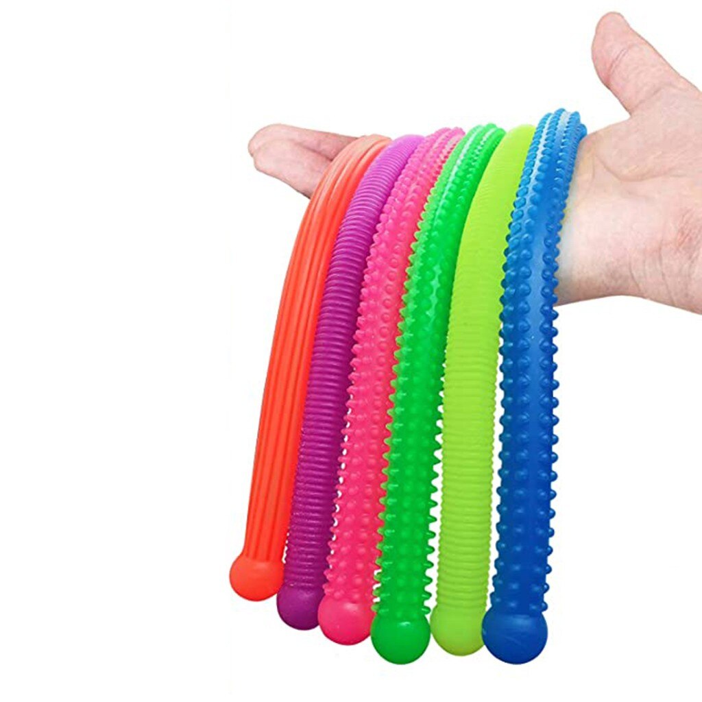 6 Stks/partij Zachte Rubber Noodle Elastische Touw Speelgoed Stretch String Decompressie Speelgoed Elastische String Fidget Relief Stress Vent Speelgoed: Default Title