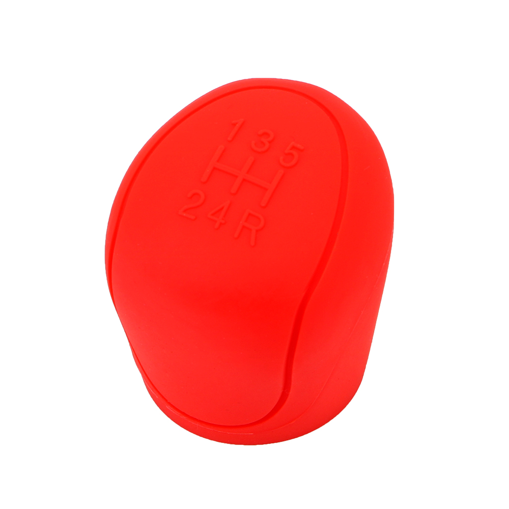 LEEPEE, collares de cambio de marchas de coche, pomo de palanca de cambios cubierta de palanca de cambios de silicona para ESCORT Ford Focus 2 3 4 MK2 MK3 MK4 MT -: Rojo