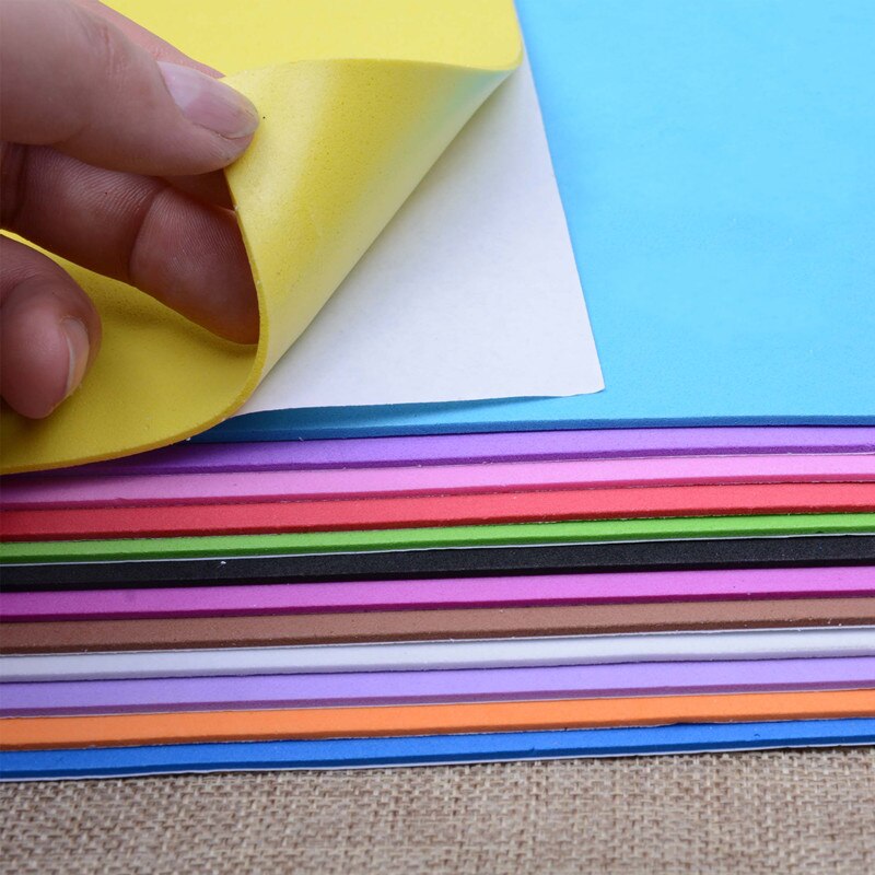 10pcs/lot 10 color A4 Thick 2mm Multicolor Sponge Foam Paper Fold scrapbooking Paper With Adhesive Craft DIY