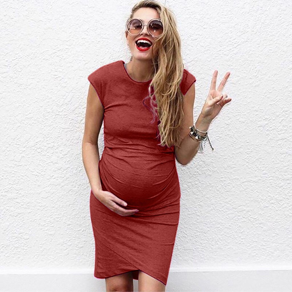 Maternity Dresses For Photo Shoot Sleeveless Dresses Cartoon Printed Cute Solid Pregnancy Dresses Comfy Pregnant Women Clothes
