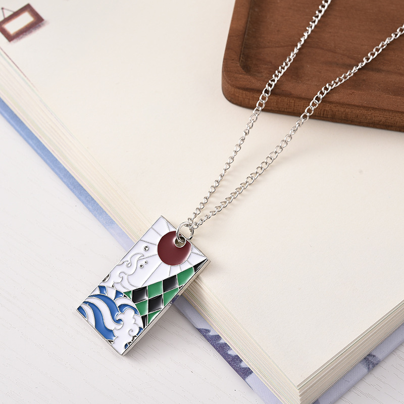Collier Anime Demon Slayer Kamado Tanjirou Nezuko Agatsuma Zenitsu, pendentif en métal, accessoires de Cosplay, bijoux pour hommes et femmes