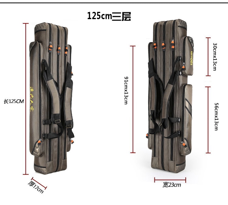 bolsas de pesca al aire libre de 3 capas 125cm bolsa de aparejos de pesca impermeable bolsas de caña de Bolsa de caña de pescar con línea de pesca de 200M gratis