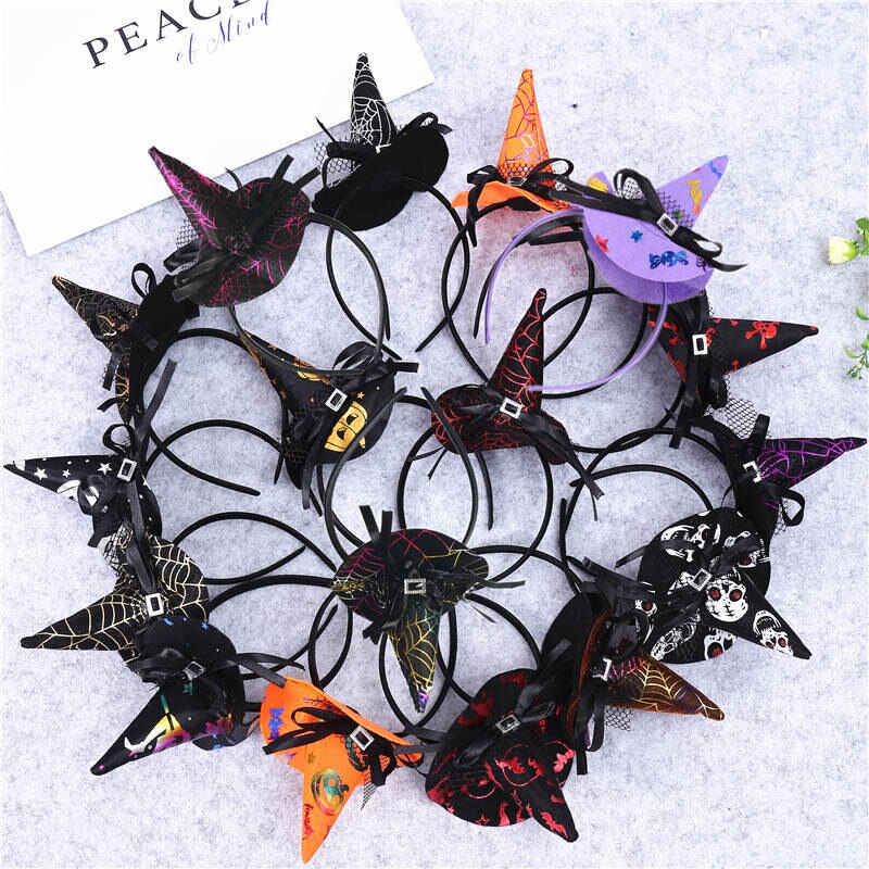 1 Uds Halloween niñas diadema bruja Cosplay tocado con calabaza aro de pelo decoración de
