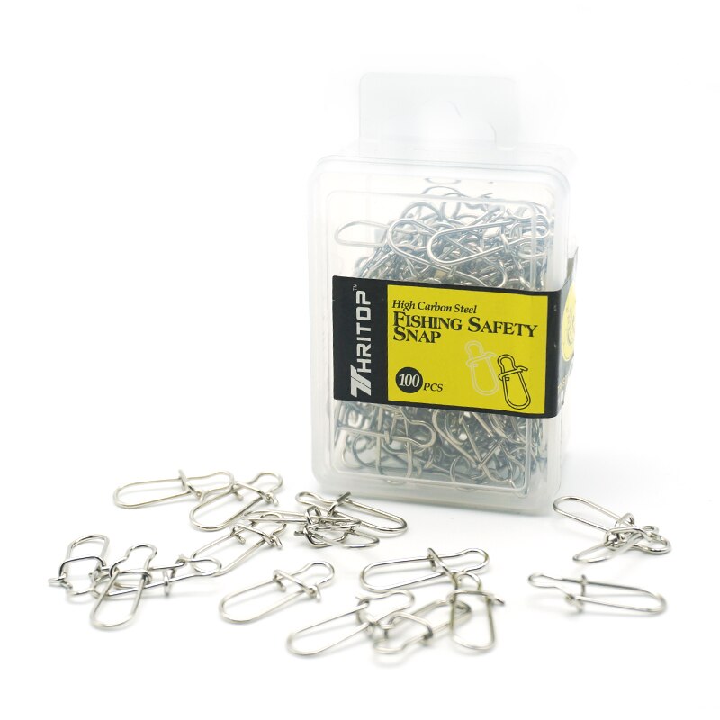 Thritop 100pcs #1 #2 #3 Veiligheid Snaps Fishing Swivel Haak Connector Rvs Haak Lock Snap wartels Solid Ringen Connector