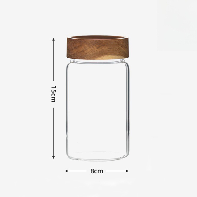 Neue kleine Vorratsdosen aus Glas mit luftdichten Deckeln, Kaffeebehälter mit Holzdeckel, Glas-Speisekannen für Bohnen, Reis, Zucker: green