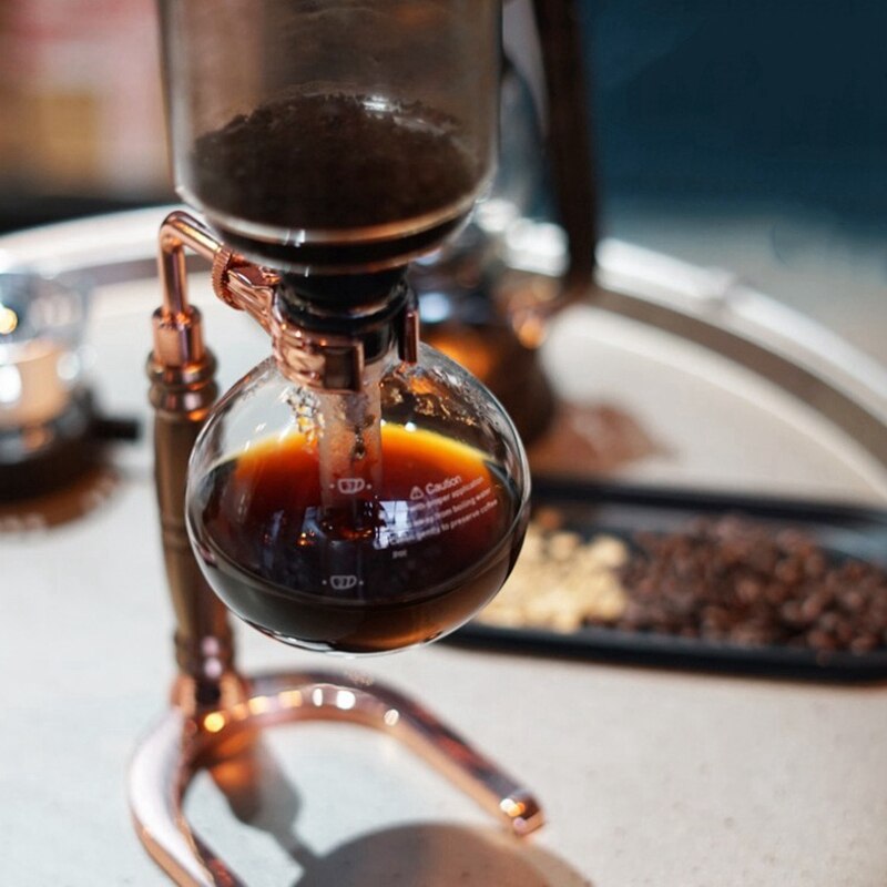 Japanse Stijl Sifon Koffiezetapparaat Thee Sifon Pot Vacuüm Koffiezetapparaat Glas Type Koffiezetapparaat Filter 3Cups Rose Gold