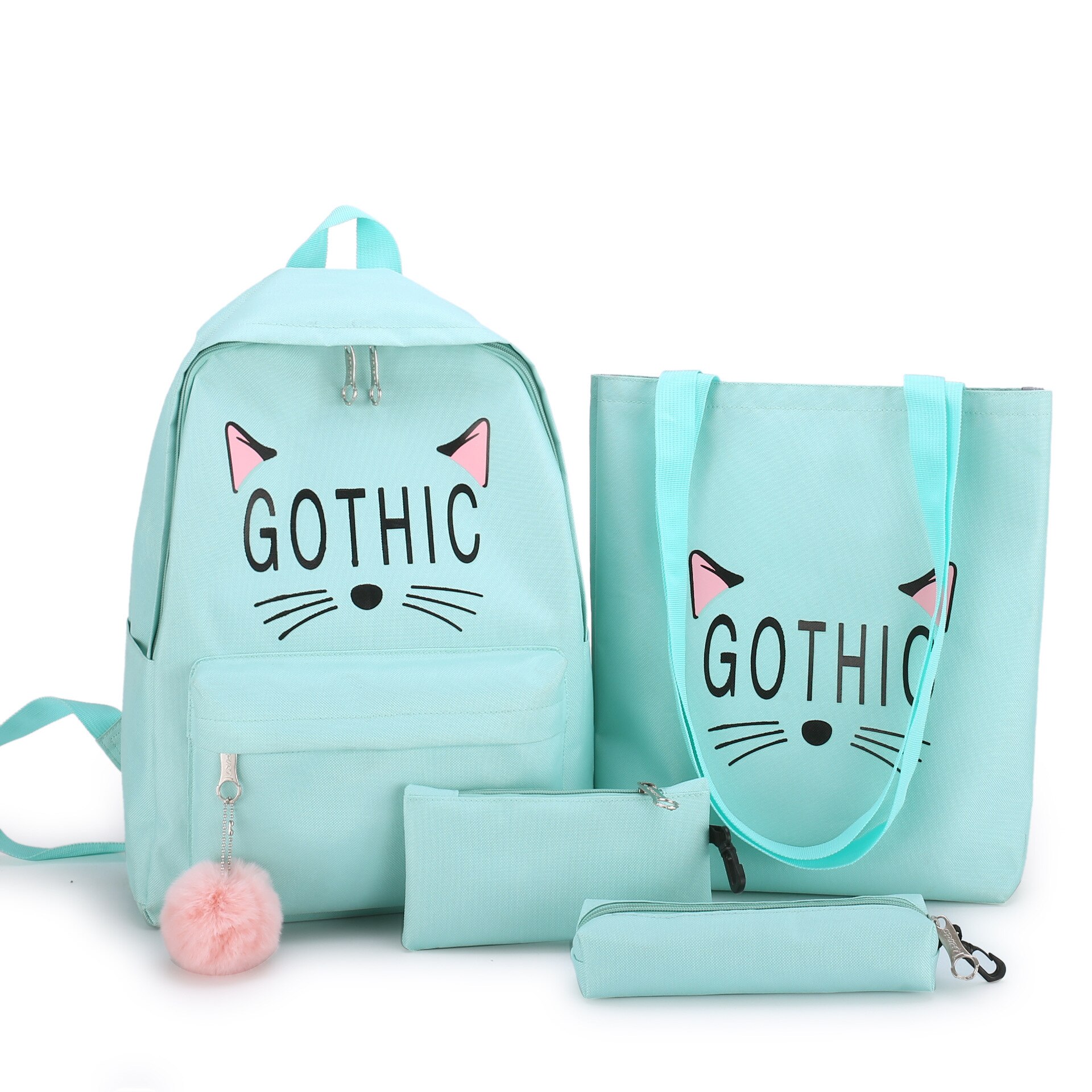 Toile sac à dos femme 3 pièces/ensemble femmes école sacs à dos dames noir rose dos sacs pour adolescents filles décontracté étudiant cartable