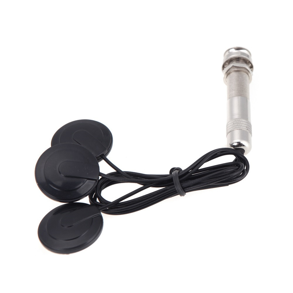 Universeller 6,35-mm-Tonabnehmer, Piezo-3-Geber für Akustikgitarre, Ukulele, Mandoline, Violine, Splitter, schwarzes Metall, Gummi, Kunststoff