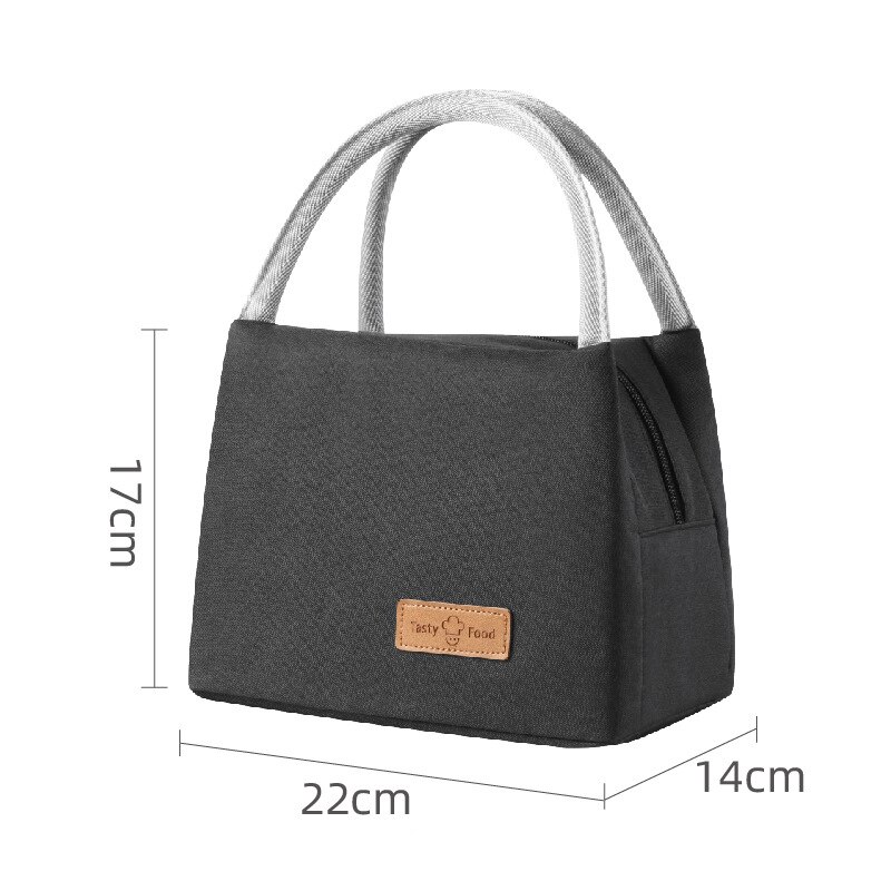 Wasserdichte Tragbare Isolierte Kühltasche Thermische Einfache Leinen Handtasche zu Arbeiten Schulter Gurt Bento Mittagessen Tasche für Lebensmittel: 22x14x17 Schwarz