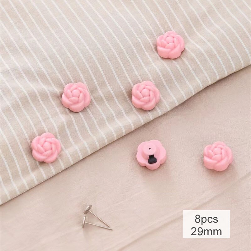 Housse de couette antidérapante, 8 pièces, porte-couette, attache de couverture pour la fixation du drap de lit, pinces en plastique: rose