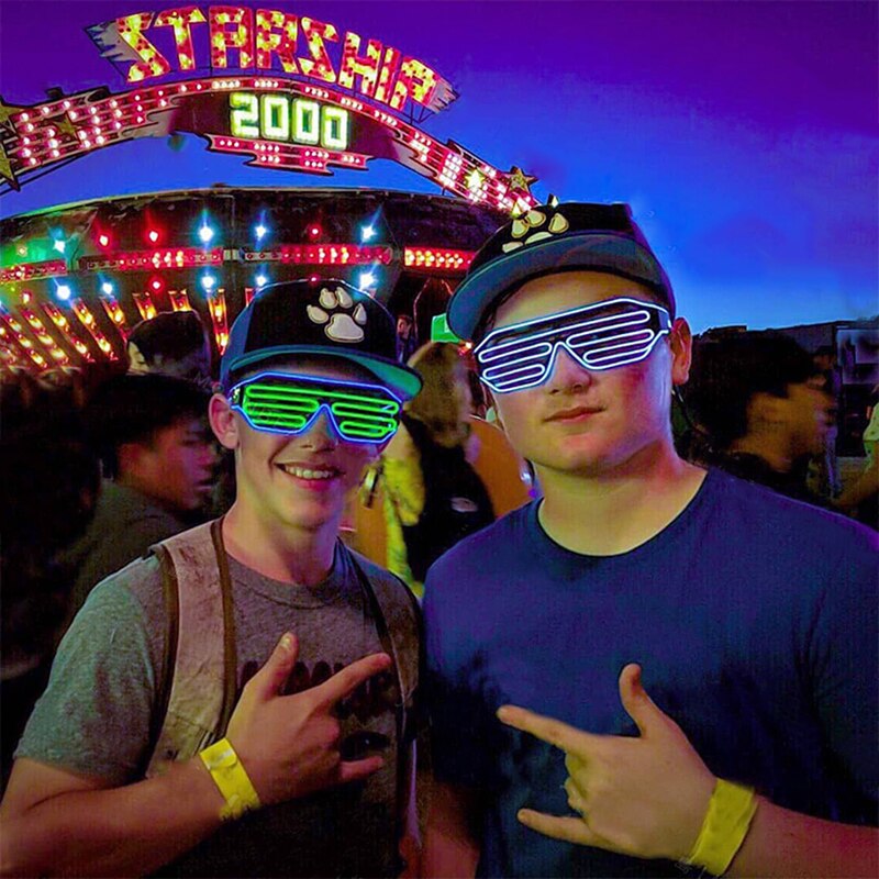 LED Neon- Brille Halloween leuchtend Brille blinkt hell glühen Sonnenbrille Festival Party Dekoration Lieferungen Leistung Requisiten