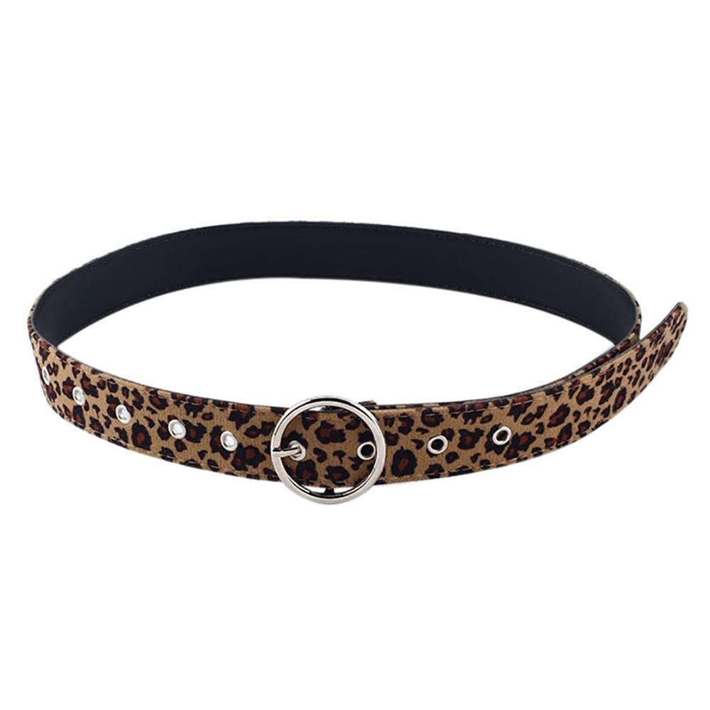 Vrouwen Riem Buikband Paardenhaar Riem Met Luipaard Patroon Metalen Hart Cirkel Gesp Riem: BY