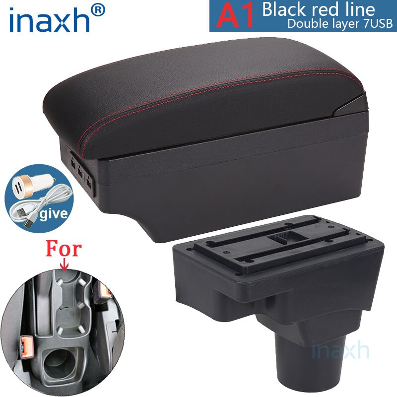 Voor Chevrolet Sonic Armsteun Voor Chevrolet Aveo Armsteun Doos Auto Retrofit Onderdelen Interieur Opbergdoos Auto-onderdelen Usb: A1 Black red  7USB