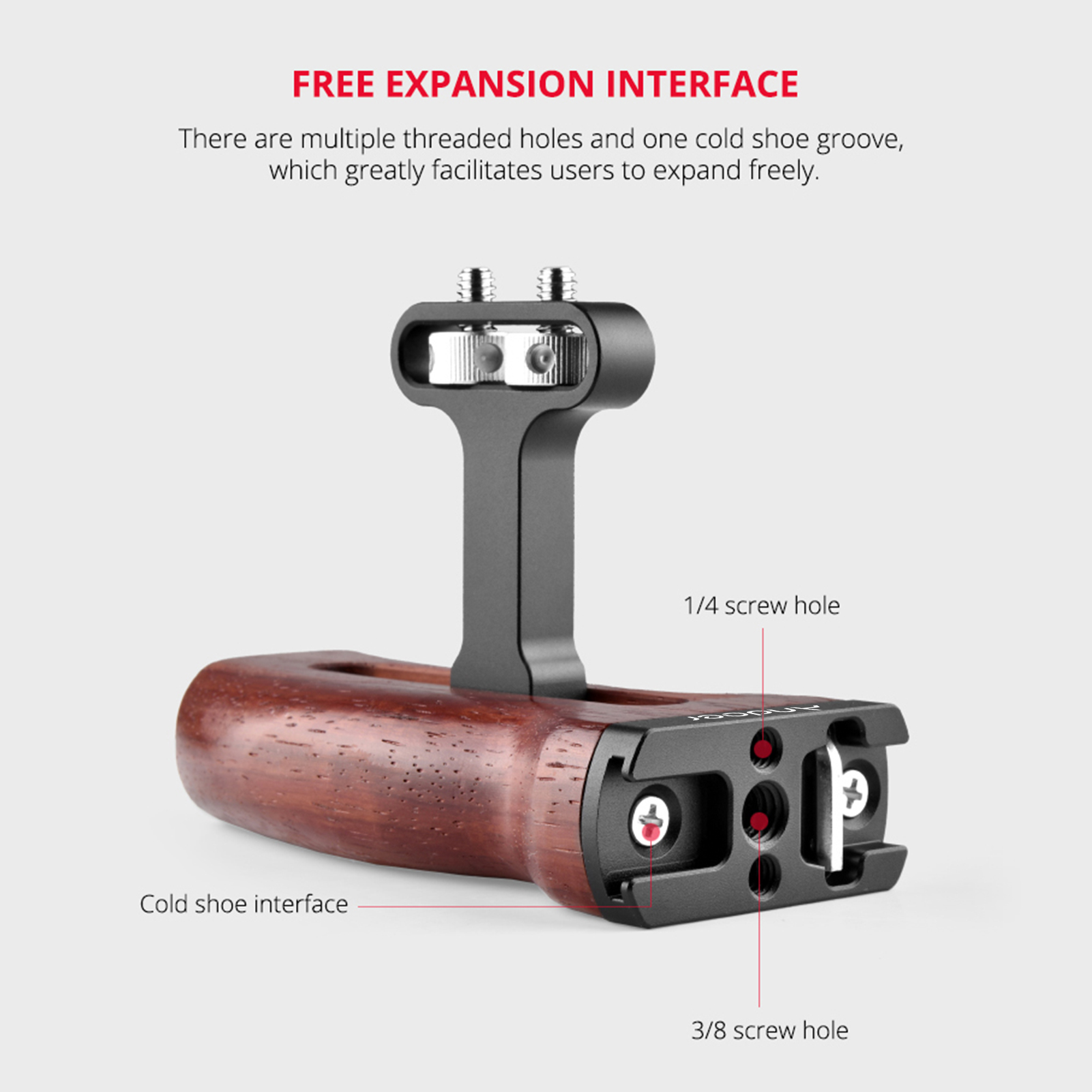 Andoer Adjustable Wooden Camera Cage Handle Left/Right Side Hand Grip 3/8 I Andoer Adjustable Wooden Camera Cage Handle Left Right Side Hand