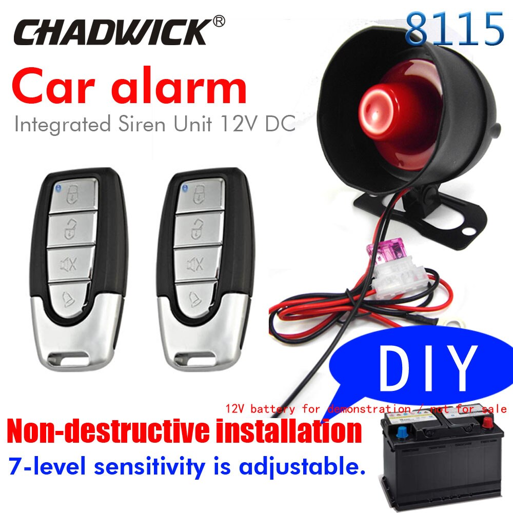 M8115 12V Car Alarm System One Way Vehicle Burglar Alarm Security Protection &amp; 2 Remote Control Auto Burglar Universal car part