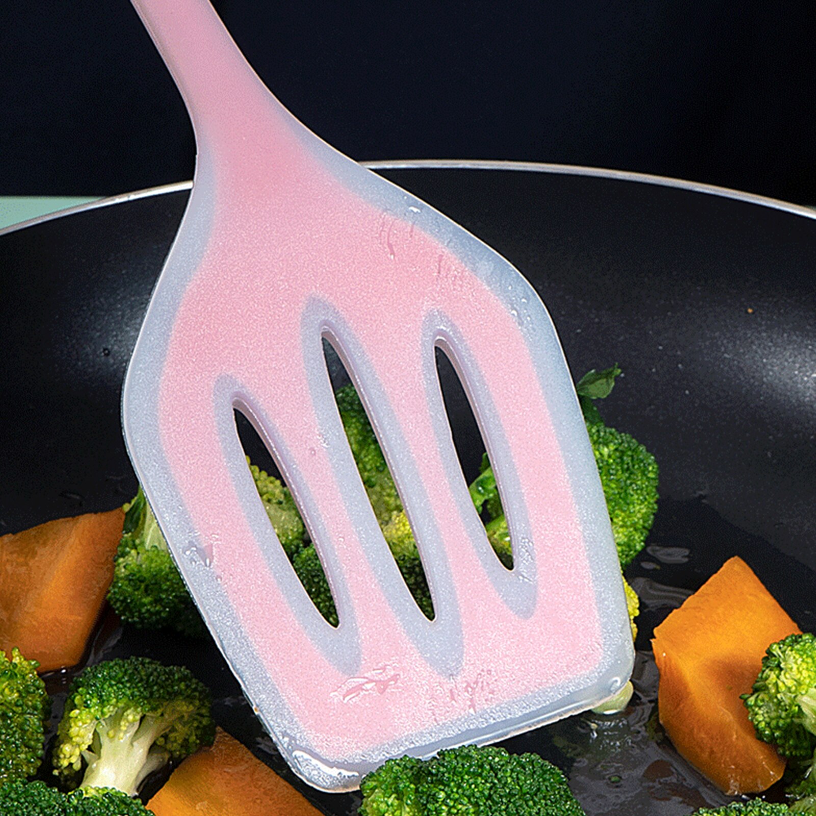 Food Grade Silicone Slotted Turner Nonstick Hollow Kitchen Utensils Spatula for Cooking
