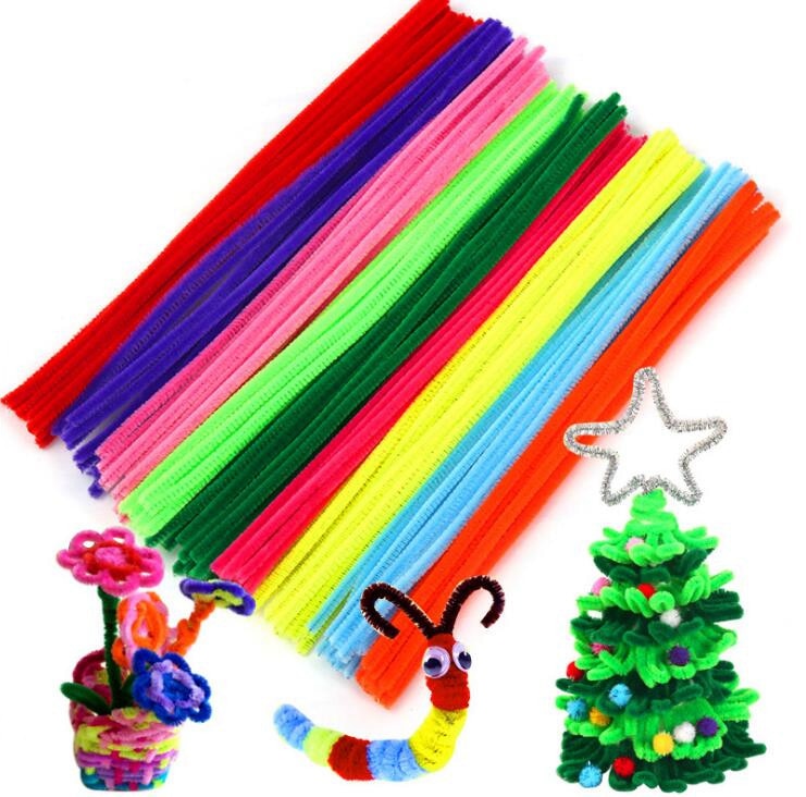 100 stuks 30cm Kleurrijke Chenille Stelen Chenille Kinderen Speelgoed Kerst Verjaardagsfeestje Decoraties Kunsten DIY Craft Supplies: Multicolor