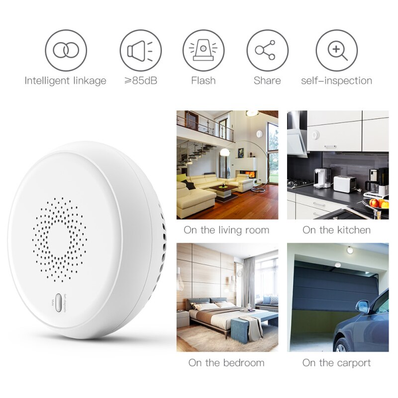 Zigbee Smart Smoke Detector Sensor Security Alarm System Smart Life Tuya App Smoke Alarm Fire Protection Smart Smoke Detector