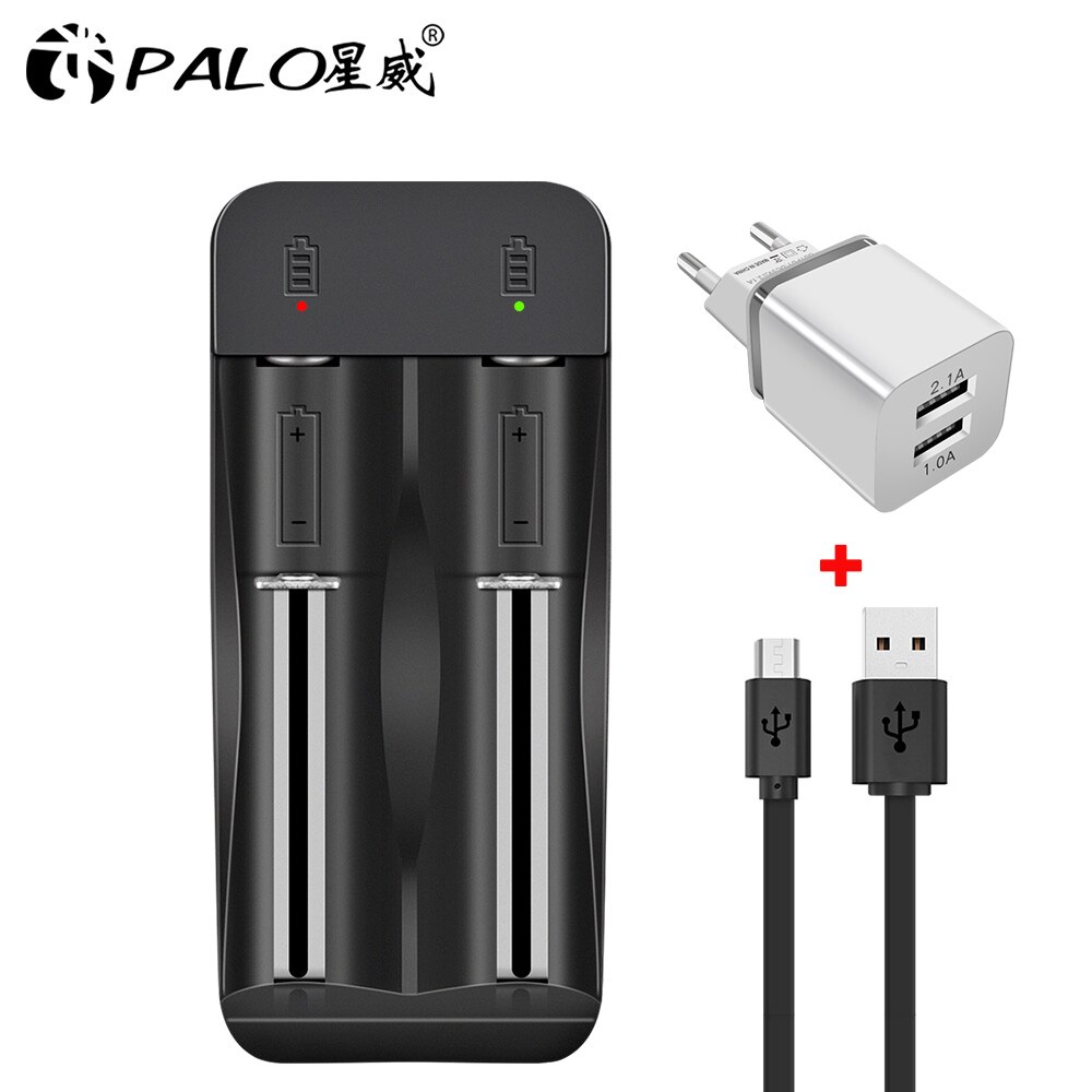 PALO 3.7V 18650 16340 14500 18500 lithium Battery Charger USB smart charger for 18650 rechargeable battery charger: LED charger and plug