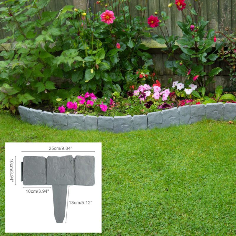 Garden Fence Edging Cobbled Stone Effect DIY Plastic Lawn Edging Plant Border Decorative Garden Landscape
