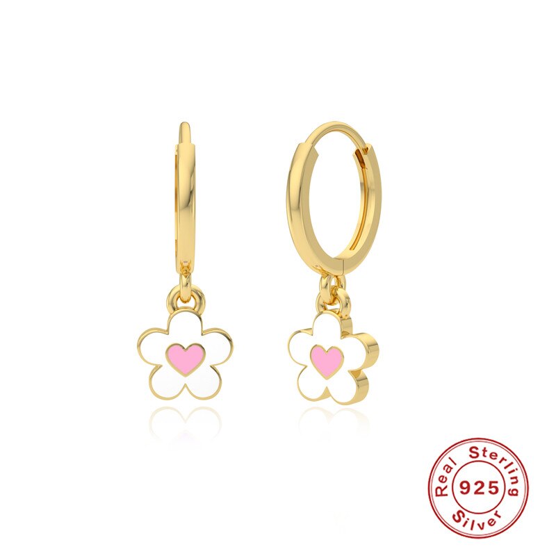 Roxi Mooie Emaille Bloemen Hoepel Oorbellen Voor Vrouwen Meisjes 925 Sterling Zilveren Earing Dangle Earring Sieraden Pendientes Plata 925