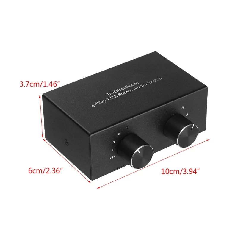4-Wege-RCA-Stereo-Audio-Schalter bidirektional 4 in 2 out/2 in 4 out r/l-Umschalter RCA-Verteiler Hub-Signal wahlschalter