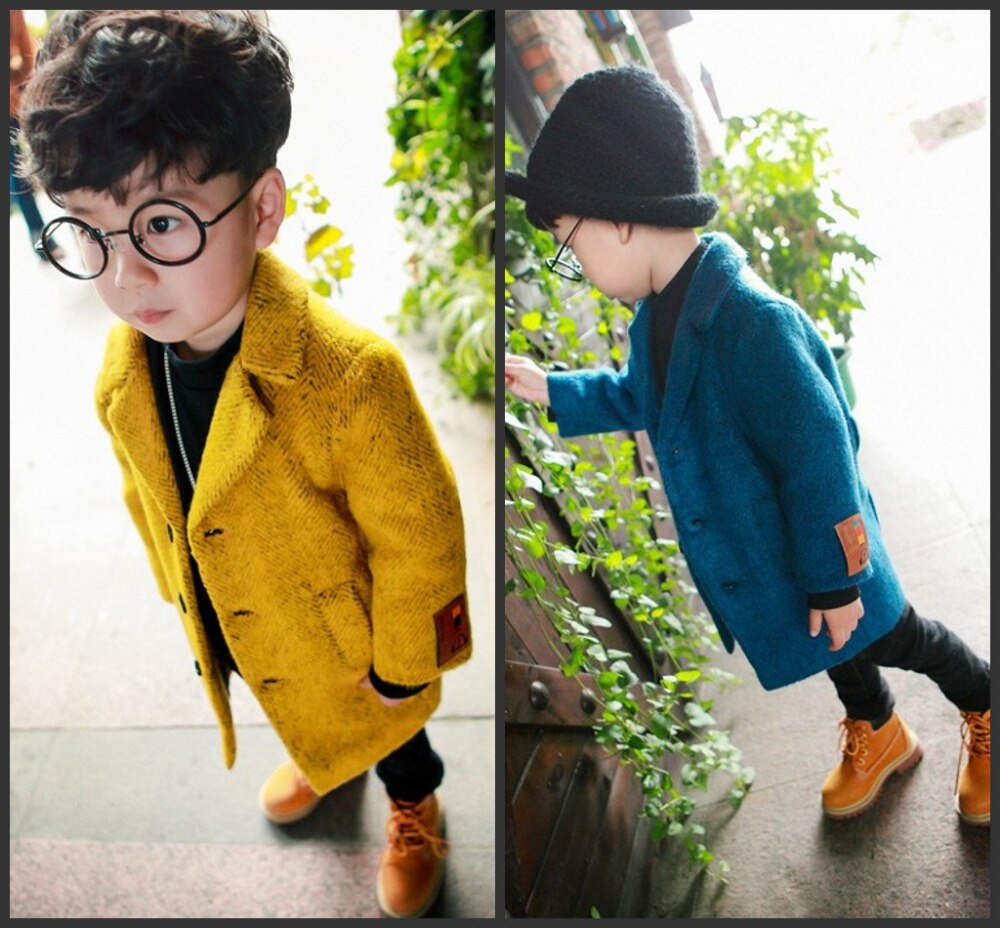 Herfst Winter Peuter Jongens Kids Jassen Lange Mouwen Turn-down Kraag Single Breasted Solid Warme Jassen voor baby Jongens