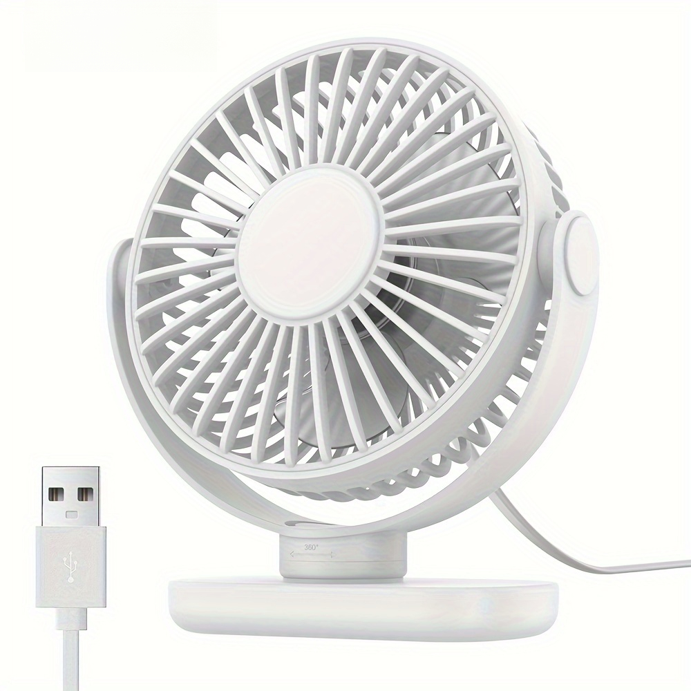 USB-bureauventilator Borstelloze motor Sterke luchtstroom Stijlvol Draagbare koelstructuur Miniventilator Geschikt voor slaapkamers en kantoren: WHITE