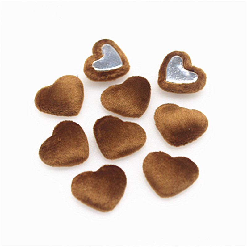 17mm 50 Uds. Botones cubiertos de tela de franela con forma de corazón cabujón plano DIY decoración del hogar accesorios artesanales para álbum de recortes: Cobre