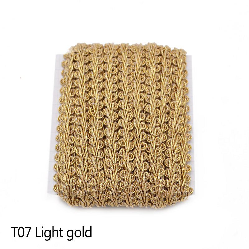 5 m/partij Goud Zilver Lace Trim Katoen Stof Duizendpoot Gevlochten Kant Lint DIY Kledingstuk Naaien Accessoires Bruiloft Thuis Ambachten: T07 Light gold