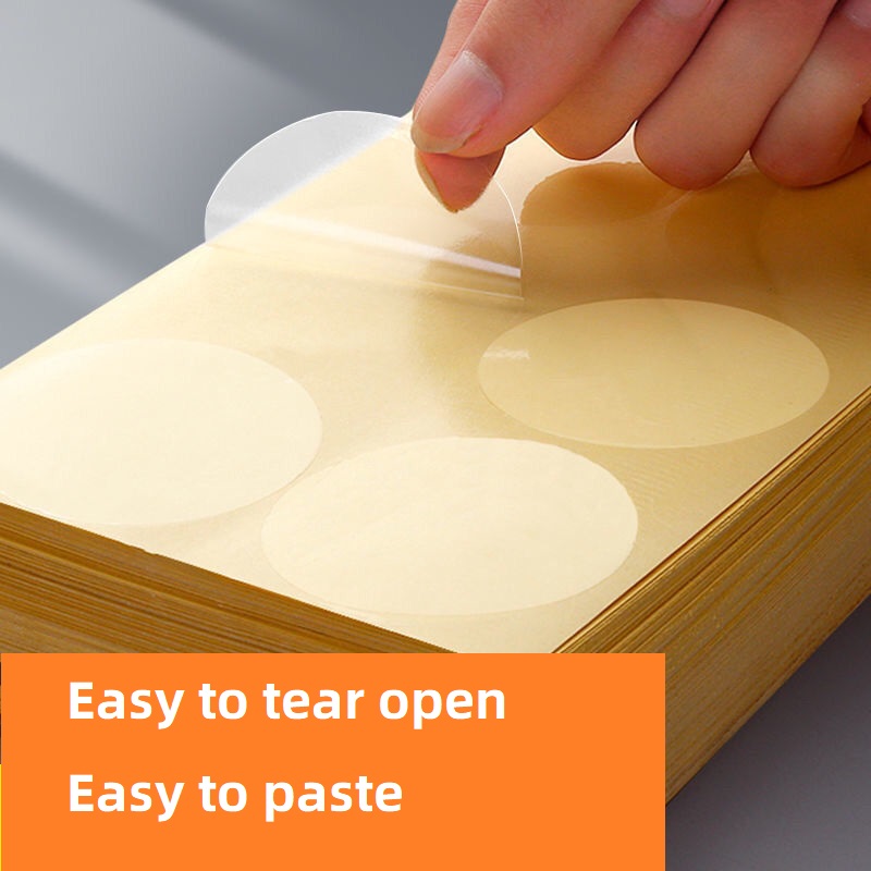 round Transparent PVC Sticker Self Sealing circle stickers Round clear Label Waterproof Clear PVC Blank sealing label Sticker