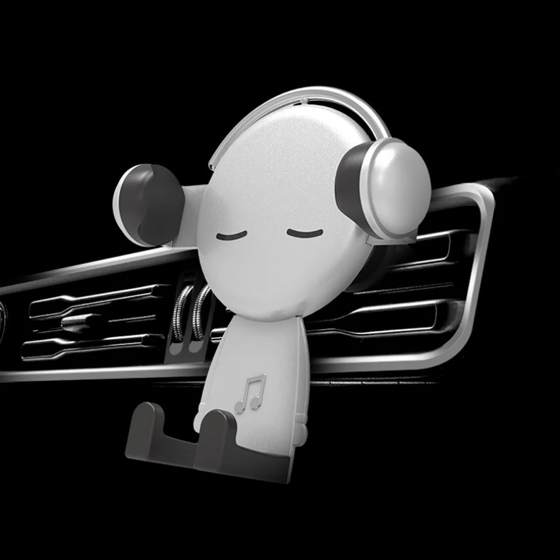 Cute Rotation Car Phone Holder Mr. Music Cartoon Phone Stand Mount Bracket Gravity Triangle Fixed Telescopic Mount Holder