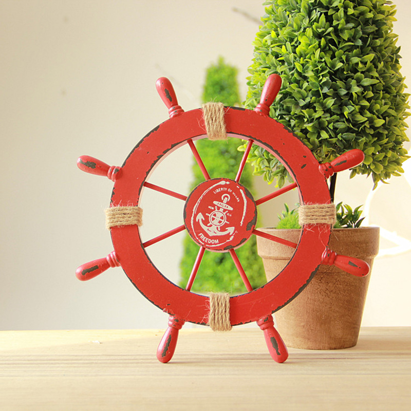 Gouvernail de bateau en bois de Style méditerranéen, décoration murale artisanale