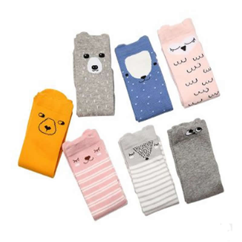 Baby cartoon kindersokken stereo oordopjes antislip vloersokken kniehoge meisjes beenwarmers kniehoge panty