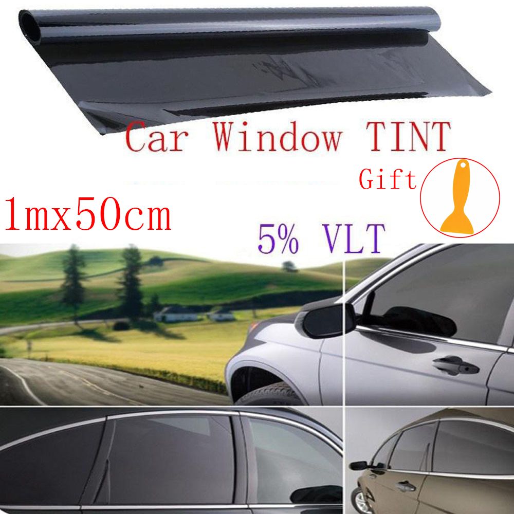 100x50cm 5% VLT Car Window Tint Dark Smoke Black Film Uncut