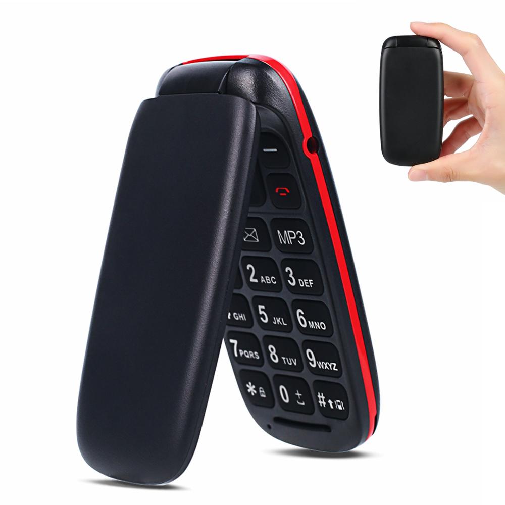 Unlocked Feature Mobile Phone Senior Kids Mini Flip Phones Russian Keypad 2G GSM Push Button Key Cellphone