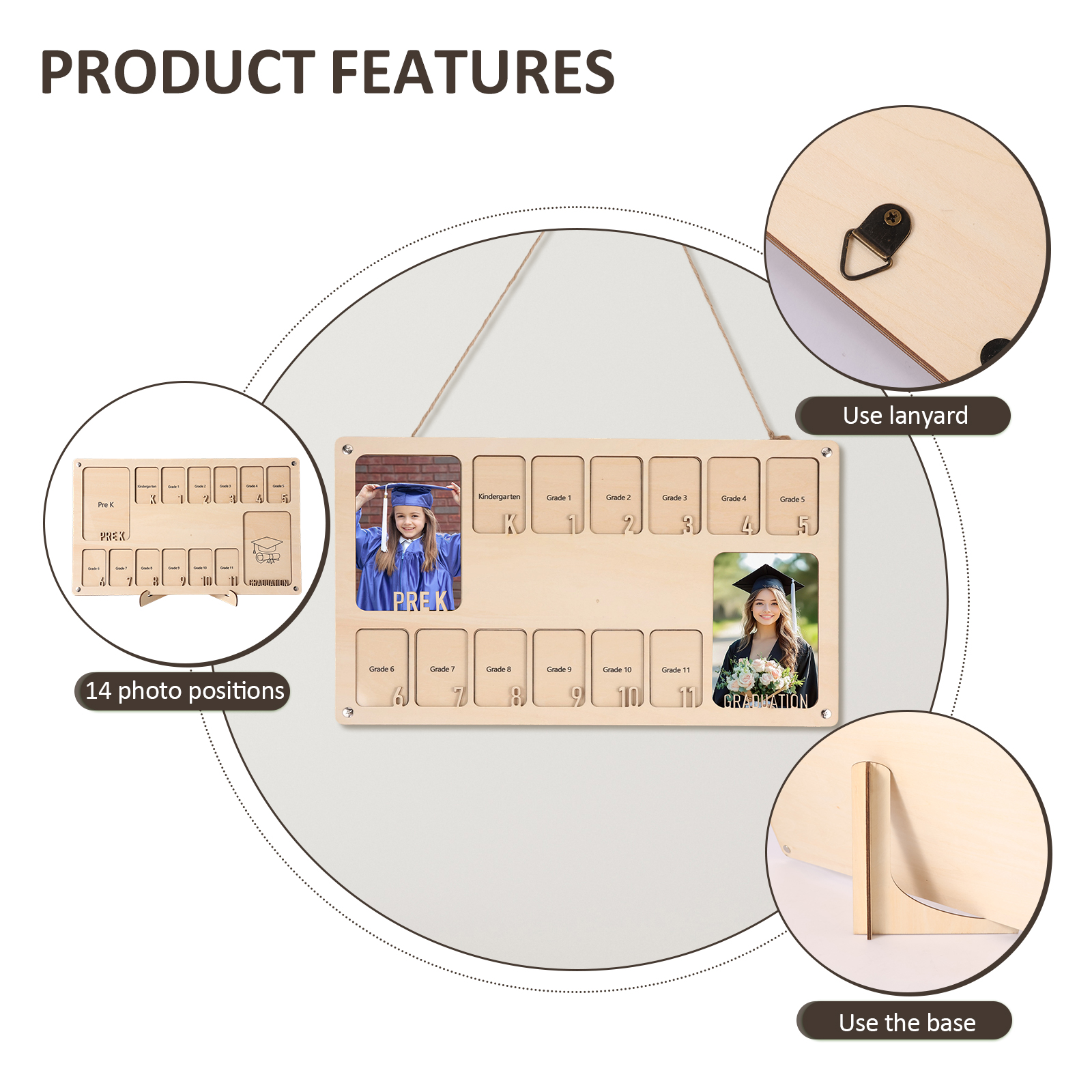 Træ skole billedramme bord- eller vægophæng skoleår fotoramme ideel dimissionsminde elever lærere forældre