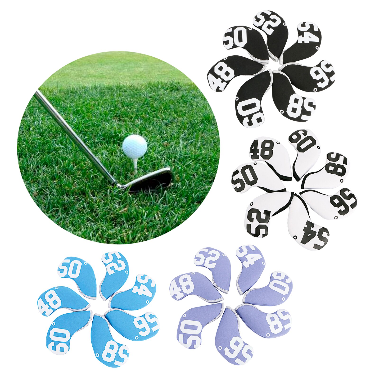 Waterdichte Neopreen Golf Club Iron Cover 48 ° 52 ° 56 ° 60 ° Golf Iron Kopafdekkingen Golf Club ijzer Headovers 10 Stks/set