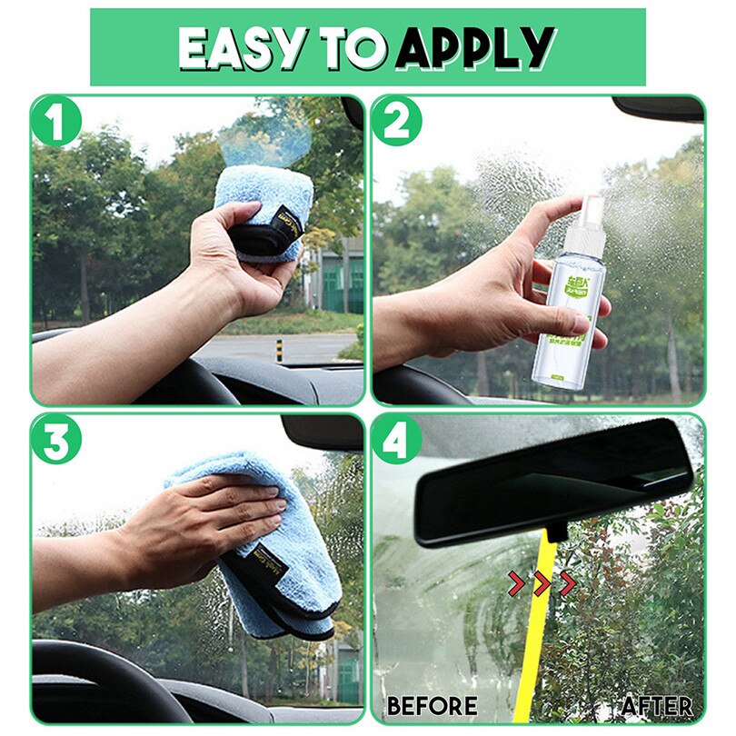 Juren 100 Ml Glas Anti-Fog Regendicht Cleaner Auto Glas Raam Badkamer Anti-Fog Middel Met Rag glas Cleaner #3D20