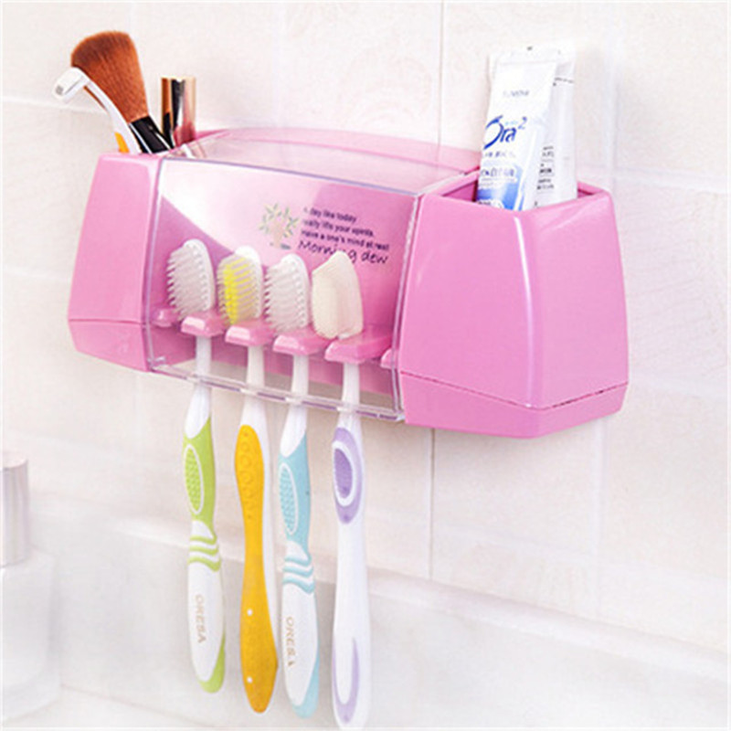 1pc Suction Hooks Toothbrush Holder Toothpaste Holder Bathroom Sets Tooth Brush Cup Container Bathroom Shelves Bath Accessories