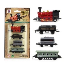 Geen 4pcs Kinderen Legering Simulatie Stoomtrein Creatieve Mini Auto Modellen Speelgoed voor Kinderen