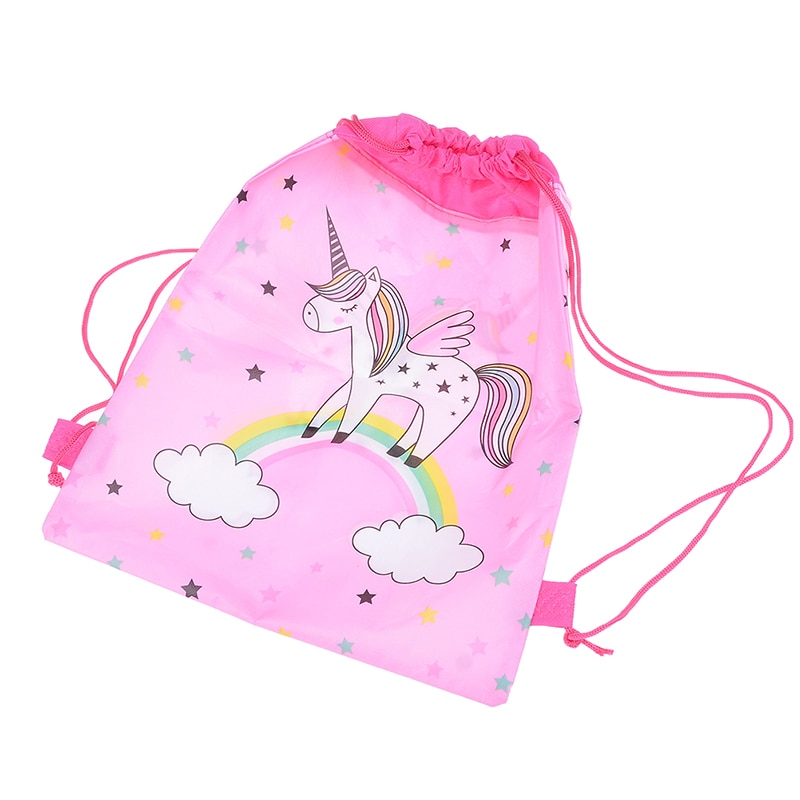 Kordelzug Taschen freundlicher Karikatur Thema Einhorn Taschen Süssigkeit Lagerung Party Verpackung 34cm * 27cm Einhorn Kordelzug Tasche Einhorn