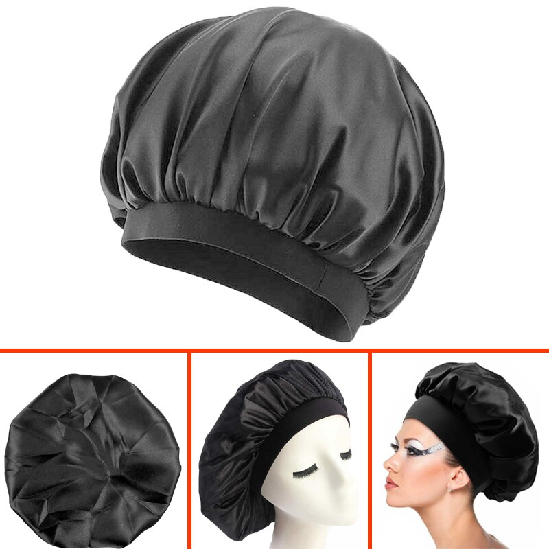 1Pcs Hair Bonnet Satin Cheveux Nuit Gorro Sleeping Hair Cap Shower Head Wrap Styling Bonnets for Women Czepek
