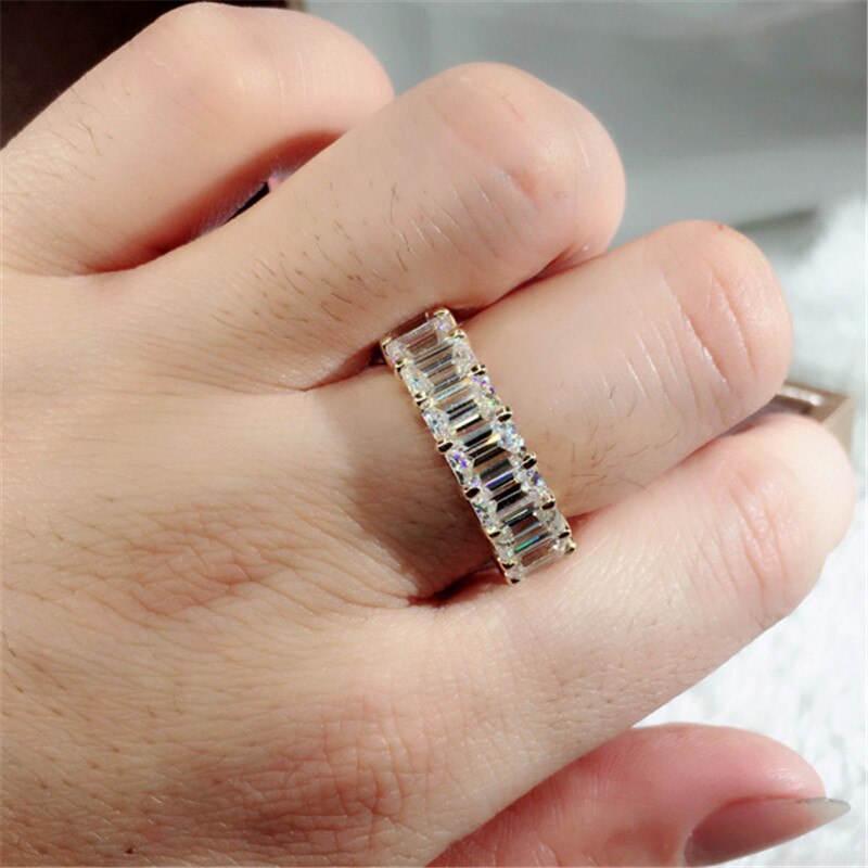 CC Hyperbole Ring For Women Silver 925 Bridal Wedding Rectangle Cubic Zirconia Fine Jewelry Accessories CC3130