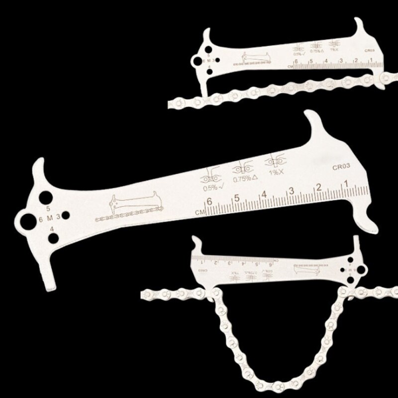 3 In 1MTB Bike Chain Length Checker Stainless Steel Bicycle Chain Gauge Wear Measure Indicator Repair Tool Bicycle Chain Checker