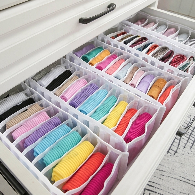 Organizador de armario para ropa interior y calcetines, caja de almacenamiento divisora para el hogar, cajón plegable