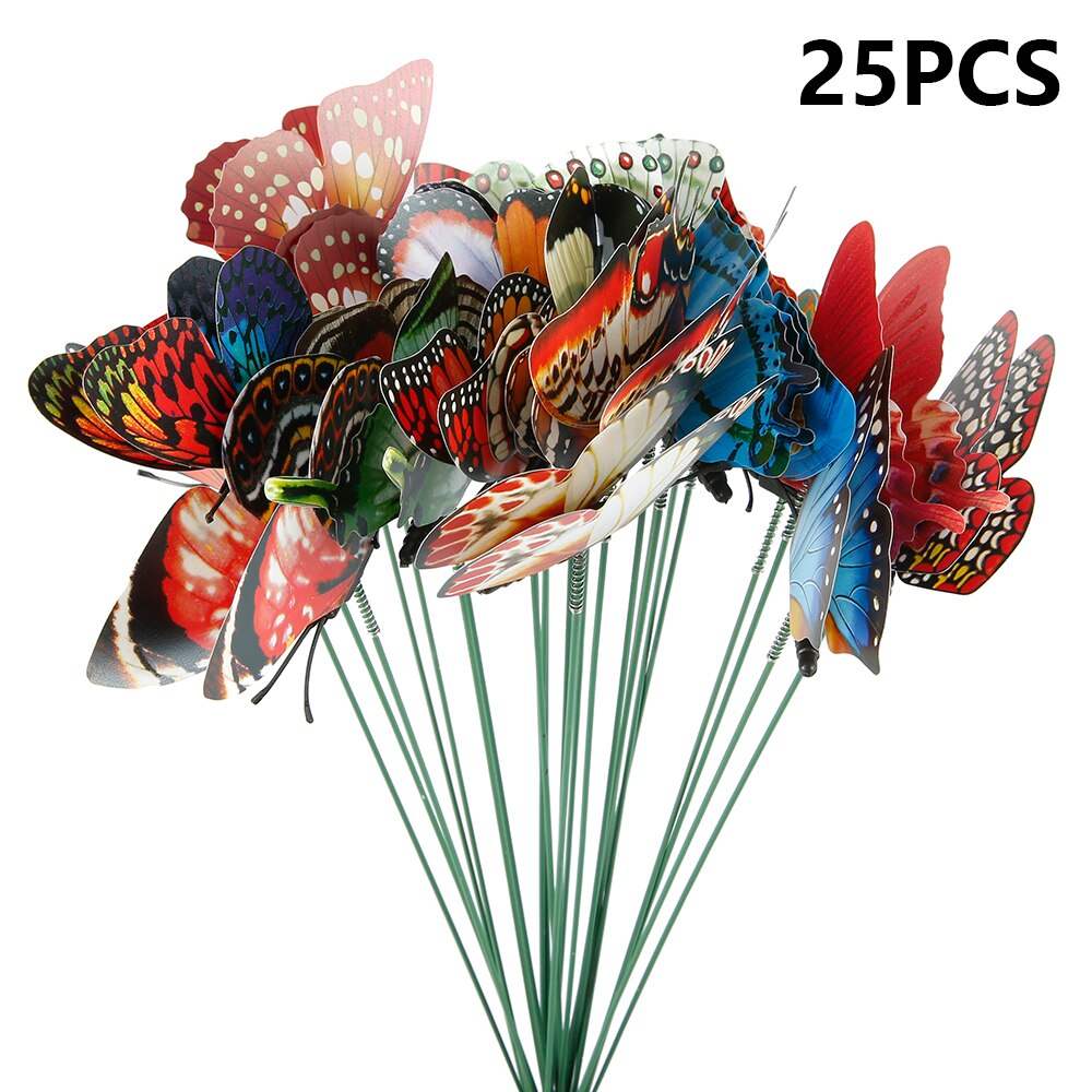 25 Stuks Vlinders Tuin Yard Planter Kleurrijke Grillige Glow Bij Nacht Vlinder Stakes Outdoor Decor Bloempotten Decoratie